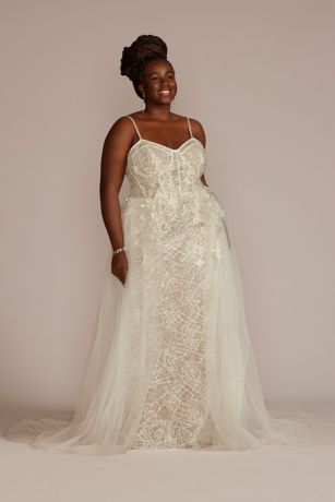 Lace Sheath Plus Size Wedding Gown with ...